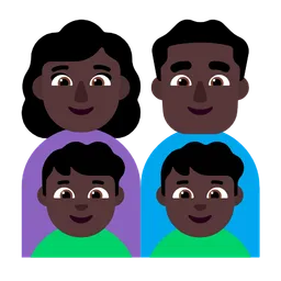 Family - Woman: Dark Skin Tone, Man: Dark Skin Tone, Boy: Dark Skin Tone, Boy: Dark Skin Tone