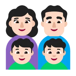 Family - Woman: Light Skin Tone, Man: Light Skin Tone, Boy: Light Skin Tone, Boy: Light Skin Tone — Microsoft