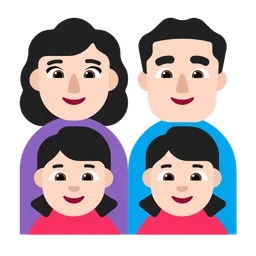Family - Woman: Light Skin Tone, Man: Light Skin Tone, Girl: Light Skin Tone, Girl: Light Skin Tone
