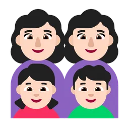 가족: 여자, 여자, 여자아이, 남자아이: 밝은 피부색 — Microsoft