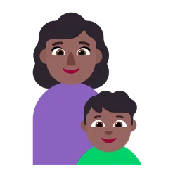Family - Woman: Medium-Dark Skin Tone, Boy: Medium-Dark Skin Tone — Microsoft