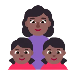 Family - Woman: Medium-Dark Skin Tone, Girl: Medium-Dark Skin Tone, Girl: Medium-Dark Skin Tone — Microsoft