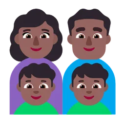 Family - Woman: Medium-Dark Skin Tone, Man: Medium-Dark Skin Tone, Boy: Medium-Dark Skin Tone, Boy: Medium-Dark Skin Tone — Microsoft
