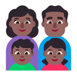Family - Woman: Medium-Dark Skin Tone, Man: Medium-Dark Skin Tone, Boy: Medium-Dark Skin Tone, Girl: Medium-Dark Skin Tone — Microsoft