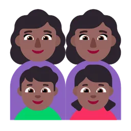 Family - Woman: Medium-Dark Skin Tone, Woman: Medium-Dark Skin Tone, Boy: Medium-Dark Skin Tone, Girl: Medium-Dark Skin Tone — Microsoft