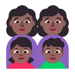 Family - Woman: Medium-Dark Skin Tone, Woman: Medium-Dark Skin Tone, Girl: Medium-Dark Skin Tone, Boy: Medium-Dark Skin Tone — Microsoft