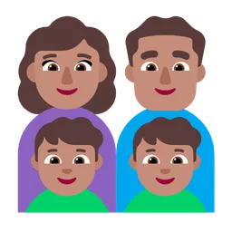 Family - Woman: Medium Skin Tone, Man: Medium Skin Tone, Boy: Medium Skin Tone, Boy: Medium Skin Tone — Microsoft