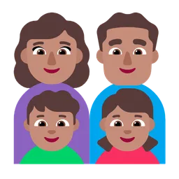 Family - Woman: Medium Skin Tone, Man: Medium Skin Tone, Boy: Medium Skin Tone, Girl: Medium Skin Tone — Microsoft