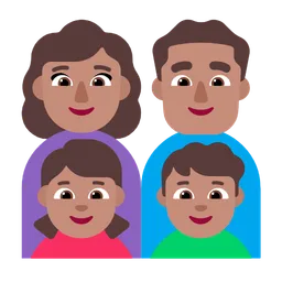 Family - Woman: Medium Skin Tone, Man: Medium Skin Tone, Girl: Medium Skin Tone, Boy: Medium Skin Tone — Microsoft