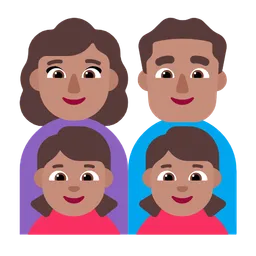 Family - Woman: Medium Skin Tone, Man: Medium Skin Tone, Girl: Medium Skin Tone, Girl: Medium Skin Tone — Microsoft