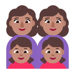 Family - Woman: Medium Skin Tone, Woman: Medium Skin Tone, Girl: Medium Skin Tone, Girl: Medium Skin Tone