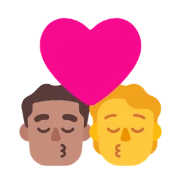 Kiss: Man, Person, Medium Skin Tone, No Skin Tone — Microsoft