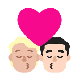 Kiss: Person, Man, Medium-Light Skin Tone, Light Skin Tone — Microsoft