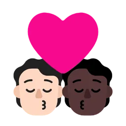 Kiss: Person, Person, Light Skin Tone, Dark Skin Tone — Microsoft