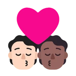 Kiss: Person, Person, Light Skin Tone, Medium-Dark Skin Tone — Microsoft