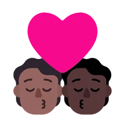 Kiss: Person, Person, Medium-Dark Skin Tone, Dark Skin Tone — Microsoft