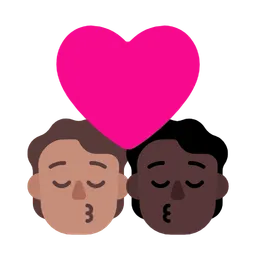 Kiss: Person, Person, Medium Skin Tone, Dark Skin Tone — Microsoft