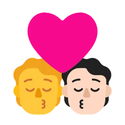 Kiss: Person, Person, No Skin Tone, Light Skin Tone — Microsoft