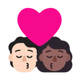 Kiss: Person, Woman, Light Skin Tone, Medium-Dark Skin Tone — Microsoft