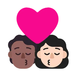Kiss: Person, Woman, Medium-Dark Skin Tone, Light Skin Tone — Microsoft