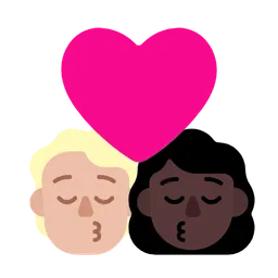 Kiss: Person, Woman, Medium-Light Skin Tone, Dark Skin Tone — Microsoft