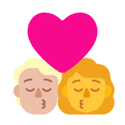 Kiss: Person, Woman, Medium-Light Skin Tone, No Skin Tone — Microsoft