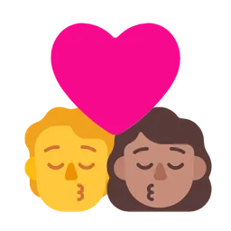 Kiss: Person, Woman, No Skin Tone, Medium Skin Tone — Microsoft