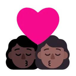 Kiss: Woman, Woman, Dark Skin Tone, Medium-Dark Skin Tone — Microsoft