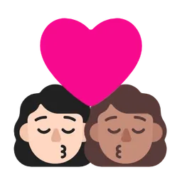 Kiss: Woman, Woman, Light Skin Tone, Medium Skin Tone — Microsoft