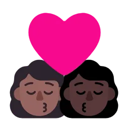 Kiss: Woman, Woman, Medium-Dark Skin Tone, Dark Skin Tone — Microsoft