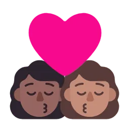 Kiss: Woman, Woman, Medium-Dark Skin Tone, Medium Skin Tone — Microsoft
