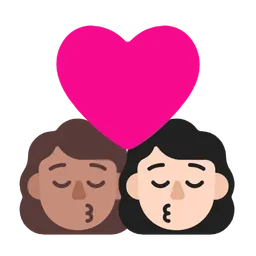 Kiss: Woman, Woman, Medium Skin Tone, Light Skin Tone — Microsoft