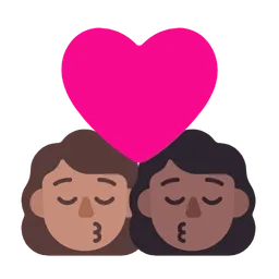 Kiss: Woman, Woman, Medium Skin Tone, Medium-Dark Skin Tone — Microsoft