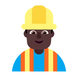Man Construction Worker: Dark Skin Tone — Microsoft