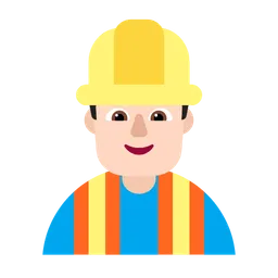 Man Construction Worker: Light Skin Tone — Microsoft