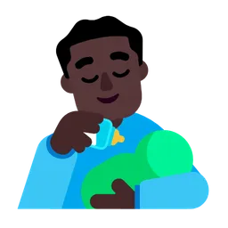 Man Feeding Baby: Dark Skin Tone — Microsoft