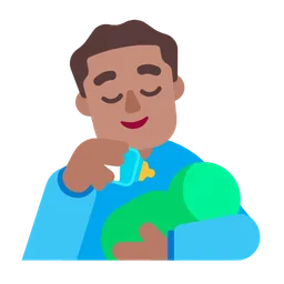 Man Feeding Baby: Medium Skin Tone — Microsoft
