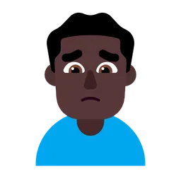 Man Frowning: Dark Skin Tone — Microsoft