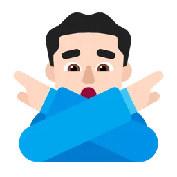 Man Gesturing No: Light Skin Tone — Microsoft