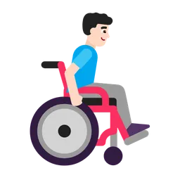 Man in Manual Wheelchair Facing Right: Light Skin Tone — Microsoft