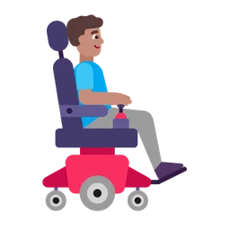 Man in Motorized Wheelchair Facing Right: Medium Skin Tone — Microsoft
