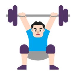 Man Lifting Weights: Light Skin Tone — Microsoft