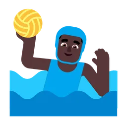 Man Playing Water Polo: Dark Skin Tone — Microsoft