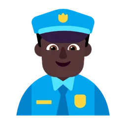 Man Police Officer: Dark Skin Tone — Microsoft