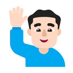 손을 들어 올리는 남자: 밝은 피부 톤 — Microsoft