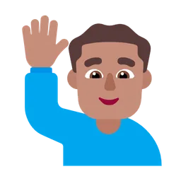Man Raising Hand: Medium Skin Tone — Microsoft