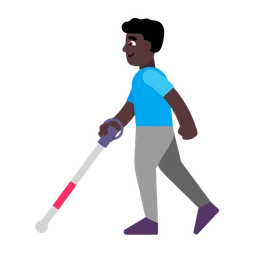 Man with White Cane: Dark Skin Tone — Microsoft