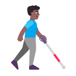 Man with White Cane Facing Right: Medium-Dark Skin Tone — Microsoft