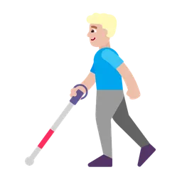 Man with White Cane: Medium-Light Skin Tone — Microsoft