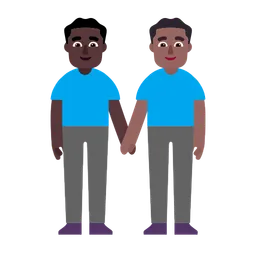 Men Holding Hands: Dark Skin Tone, Medium-Dark Skin Tone — Microsoft